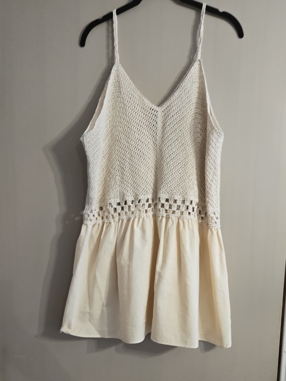 Coco + Carmen Ivory Crochet Knit Tank Top